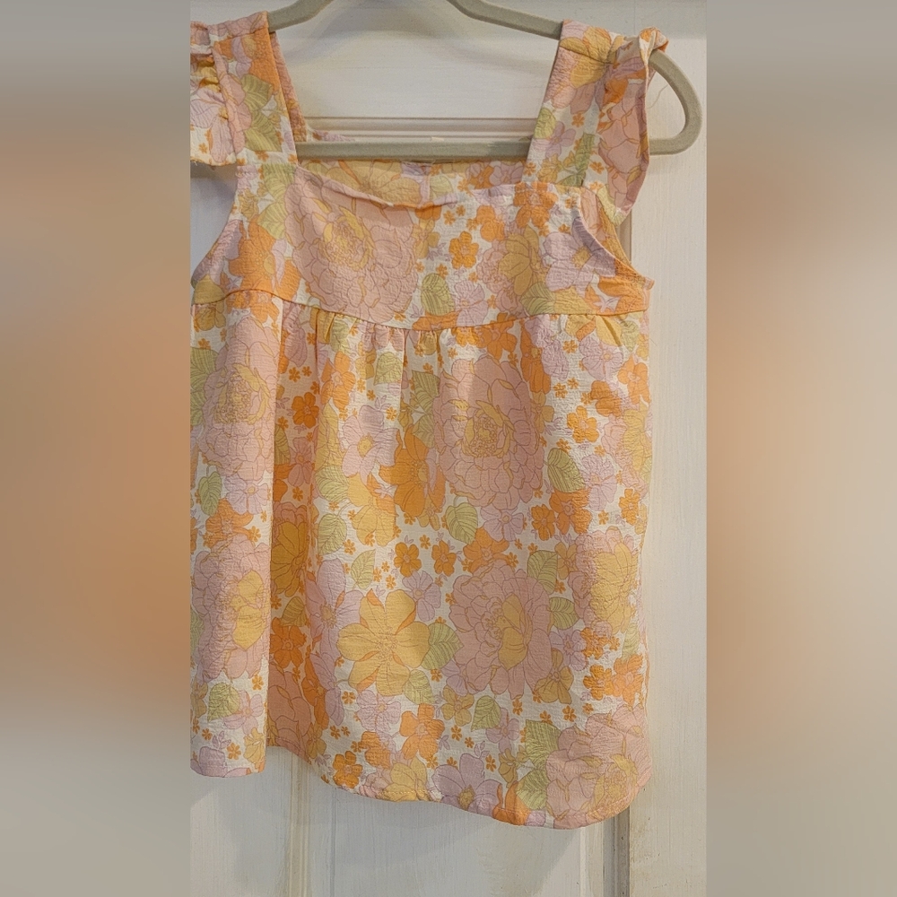 Hayden Floral Kids Top - Orange and Yellow
